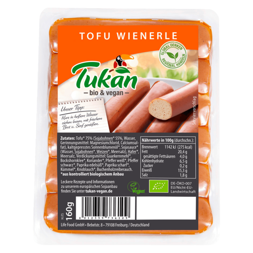 Tukan Bio Tofu Wienerle vegan 160g